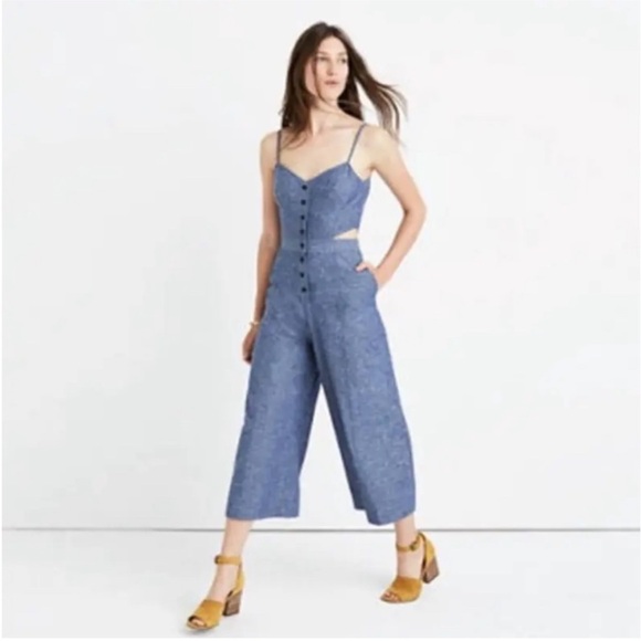Madewell Pants - Madewell Black Wide Leg Jumpsuit with Button Detail
